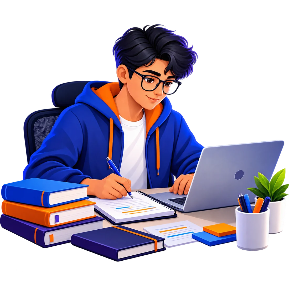 Student preparing for an online mock test at a laptop